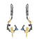 Multi-Gem Black Rhodium Over Sterling Silver Bird Earrings