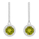 6mm Round Peridot 1/3 ctw Diamond Rhodium Over Sterling Silver Halo
Dangle Earrings