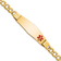 14k Yellow Gold Medical Soft Diamond Shape Red Enamel Curb Link ID Bracelet