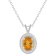 8x6mm Oval Citrine 1/8 ctw Diamond Rhodium Over Sterling Silver Halo
Pendant with Chain