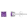 4mm Princess Cut Amethyst 14k White Gold Stud Earrings