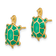 14k Yellow Gold Land Turtle with Green Enameled Shell Stud Earrings