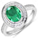 1.75ctw Green Emerald and Diamond 14K White Gold Halo Ring