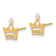 14k Yellow Gold Kids Cubic Zirconia Crown Stud Earrings