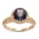 Round Mystic Fire Topaz and Lab Created White Sapphire 10K Yellow Gold
Halo Ring 2.32ctw