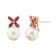 8-8.5mm Round White Freshwater Pearl and Pink Tourmaline 14K Rose Gold
Drop Floral Earrings