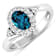 Oval London Blue Topaz and Diamond 14K White Gold Halo Ring 0.97 ctw