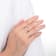 Peach Orange Lab Created Pear Shaped Padparadscha Sapphire &
Moissanite Rhodium Over Silver Ring