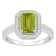 8x6mm Emerald Cut Peridot 1/5 ctw Diamond Rhodium Over Sterling Silver
Halo Ring