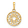 14k Two-tone Gold Diamond-Cut Floral Design Circle Pendant