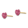14K Yellow Gold 7mm Children's Pink Crystals Heart Stud Earrings