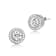 CZ Halo Stud Earrings In Rhodium Over Brass