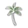Rhodium Over Sterling Silver Polished Green Crystal Palm Tree Chain Slide