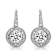 CZ Bezel Halo Drop Earrings In White Rhodium Over Brass