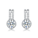 CZ Solitaire Milgrain Double Drop Earrings In White Rhodium Over Brass