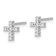Rhodium Over 14K White Gold Polished 0.096 cttw. Diamond Cross Stud Earrings