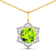 1.85ctw 14K Yellow Gold Round Peridot and White Diamond Pendant with 18
inch Cable Chain