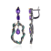 Amethyst and Green Nanocrystal Black Rhodium Over Sterling Silver Earrings