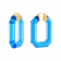 14K Yellow Gold Over Sterling Silver Acrylic Hoops in Blue