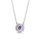 Dark Purple Amethyst with White Topaz Halo Rhodium Over Sterling Silver Necklace