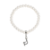 White Faux Pearl Bead Initial Charm Stretch Bracelet