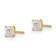 14K Yellow Gold 3mm Square Cubic Zirconia Basket Set Stud Earrings