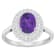 8x6mm Oval Amethyst And White Topaz Accents Rhodium Over Sterling Silver
Double Halo Ring