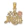 14K Yellow Gold and 14k Rose Gold Textured #1 MOM with Flower Charm