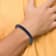 Blue Braided Leather and Stainless Steel Brushed 8.5-inch Bracelet