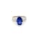 4.08 Ctw Blue Sapphire and 0.56 Ctw White Diamond Ring in 14K WG