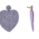 Off Park® Collection, Purple Seed Bead Heart Shape Earring