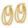 14k Yellow Gold Polished and Textured 15/16" Double Circle Hoop Earrings