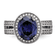 Rhodium Over Sterling Silver Polished Blue and White Cubic Zirconia Halo Ring
