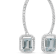 Aquamarine and CZ Octagon Rhodium Over Sterling Silver Dangle Stud
Earrings, 2.80ctw