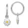 Rhodium Over Sterling Silver Enamel Daisy Children's Round Hoop Earrings