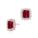 Ruby Color CZ Square Halo Stud Earrings In 18K Rose Gold Over Brass