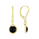 Black Jadeite Dangle Earrings In 18K Gold Over Sterling Silver 7mm