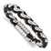 Black Leather and Stainless Steel Polished 8-inch Bracelet