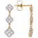Round CZ Clover Drop Earrings In 18K Gold Over Sterling Silver
