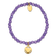 Yellow Stainless Steel Polished Heart Light Purple Jade Stretch Bracelet
