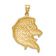14k Yellow Gold Brushed and Diamond-Cut Lion Head Pendant