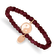 Rose Stainless Steel Polished and Satin Yin Yang Red Jade Stretch Bracelet