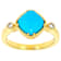 Turquoise Square Cushion And Lab-Grown Diamond Ring In 18K Gold Over
Sterling Silver