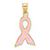 14k Yellow Gold Large Enameled Pink Awareness Ribbon Pendant