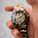 Duxot Atlantica Skeleton Diver Brown Dial Rose Bezel Two-tone Stainless
Steel Band Automatic Watch