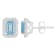 6x4mm Emerald Cut Aquamarine 1/5 ctw Diamond Rhodium Over Sterling
Silver Halo Stud Earrings