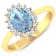 1.5ctw Blue Aquamarine and Diamond 14K Yellow Gold Halo Ring