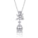 Pear Shape CZ Cluster Pendant Necklace In White Gold Over Brass