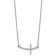 Rhodium Over 14K White Gold Small Sideways Curved Twist Cross Necklace