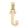 14k Yellow Gold Polished Block Letter J Initial Pendant